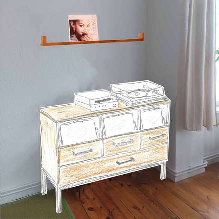 Schallplattenschrank mit Glasfronten Schallplattenschrank mit Glasfronten