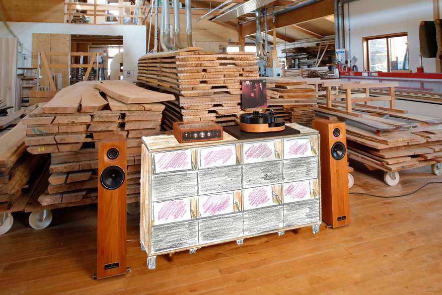 Schallplattenregal aus Eiche Massivholz 