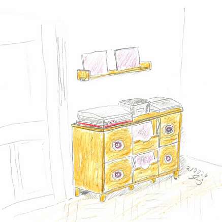 Schallplattensideboard in Eiche Schallplattensideboard in Eiche